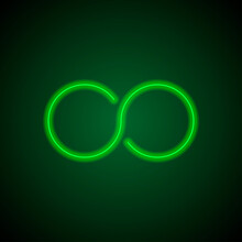 Infinity Simple Icon Vector. Flat Design. Green Neon On Black Background With Green Light.ai