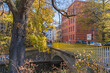 Old town of Spandau with  the bridge over the canal Muehlengraben (mill ditch) and Moritz street in Berlin, Germany