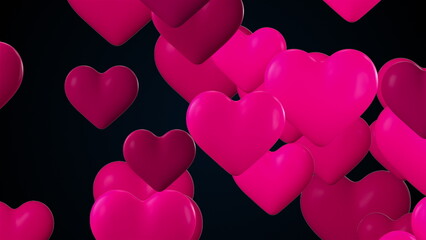 Poster - 3d hearts. Computer generated 3d render