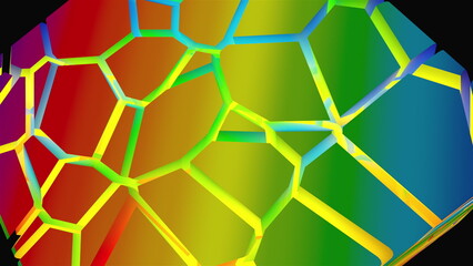 Poster - Colored broken cube. Computer generated 3d render