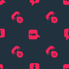 Poster - Set Declined or missed phone call and Information on seamless pattern. Vector