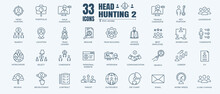 Headhunting And Recruiting Minimal Thin Editable Stroke Icon Set. Included The Line Icons As Recruitment, Career Goals, Resume Or CV And More. Outline Icons Collection. Simple Vector Illustration.