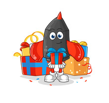 Dart Give Gifts Mascot. Cartoon Vector