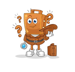 Wall Mural - suitcase head detective vector. cartoon character