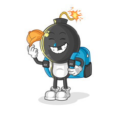 Wall Mural - bomb head goes to school vector. cartoon character