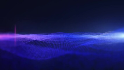 Poster - Abstract technology data field particle flowing, floating wave 4K motion loop in cyberspace background.