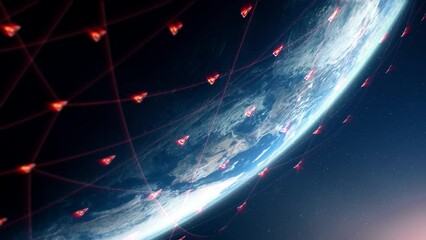 Poster - Global Positioning System GPS of navigation satellites or satnav transmit data coverage around planet Earth