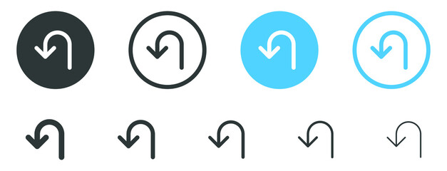 Poster - return icon redo arrow turn back symbols, looking down arrows direction icons	