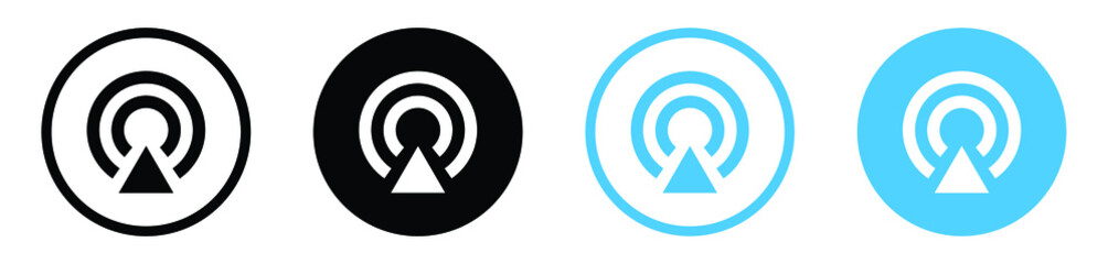 Fototapete - hotspot network signal icon, transmission antenna radio tower icon symbol - Broadcast, masts, wireless connection icons button