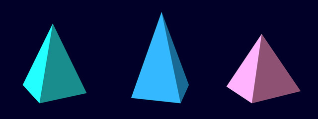 Poster - set of color pyramid. 3d geometric forms. realistic isolated model. vector isometric shapes.