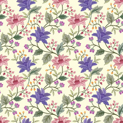 Poster - Blooming flowers design seamless pattern for fabric  textile  wallpaper.