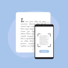 Fototapete - Optical Character Recognition or Reader concept. OCR is process of recognizing printed or handwritten image document into machine-readable text format