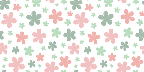Poster - Spring background, floral pattern design with pastel flower doodles