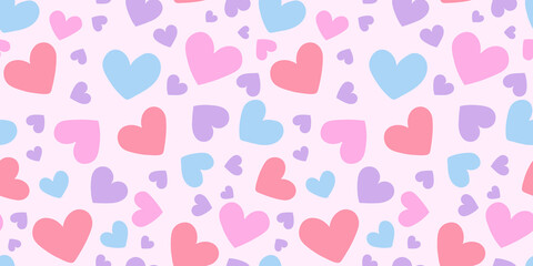 Poster - Pastel hearts pattern background, vector wallpaper