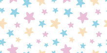 Cute Pastel Stars, Seamless Vector Pattern, Repeating Background