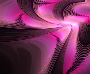 Wall Mural - Abstract fractal pink pattern on black background
