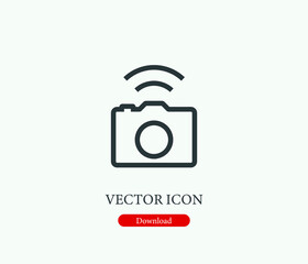 Poster - Camera vector icon. Editable stroke. Symbol in Line Art Style for Design, Presentation, Website or Mobile Apps Elements, Logo. Camera symbol illustration. Pixel vector graphics - Vector