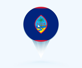 Sticker - Map pointer with flag of Guam.