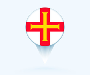 Sticker - Map pointer with flag of Guernsey.