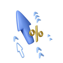 Poster - Gold Percent Symbol and Blue Arrow Rise. 3D Render of Arrows and Interest Icon