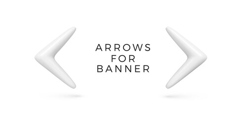 Poster - White 3D arrows for banner or other template. Render navigation arrow for app