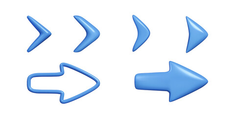 Poster - Set of blue arrow. Design element for banner in 3D realistic simple style