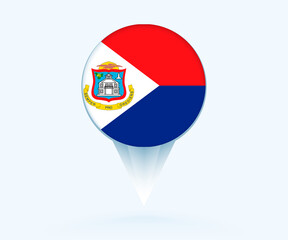 Sticker - Map pointer with flag of Sint Maarten.