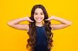 © Olena - Beautiful teen girl student. Portrait of teenager school girl on isolated background. Clever schoolgirl, nerd smart child. Happy girl face, positive and smiling emotions.