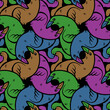 Seamless tessellation pattern of birds in three colors. Vector illustration