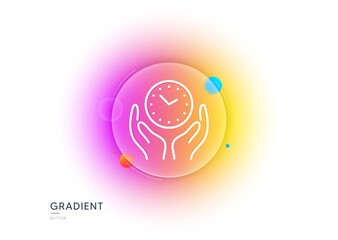 Poster - Safe time line icon. Gradient blur button with glassmorphism. Clock sign. Hold watch symbol. Transparent glass design. Safe time line icon. Vector