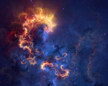 Abstract Fractal Art Background Which Perhaps Suggests A Spiral Nebula And Stars In Space.