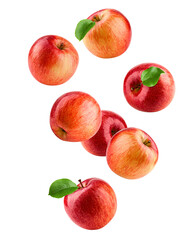 Wall Mural - falling red apple isolated on white background, clipping path, full depth of field