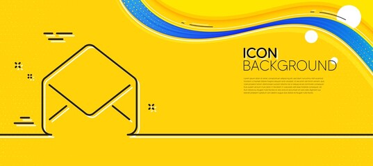 Poster - mail line icon. abstract yellow background. message correspondence sign. e-mail symbol. minimal mail