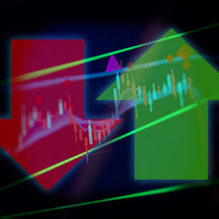 Wall Mural - Data analyzing in forex and stock market trading: the charts and summary info for making trading. Charts of financial instruments for technical analysis.