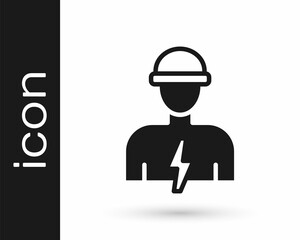 Wall Mural - Black Electrician technician engineer icon isolated on white background. Vector