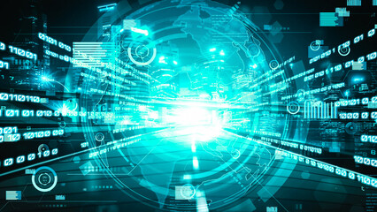 Business data analytic with tacit intelligent software making marketing strategy . Concept of smart digital transformation and technology disruption that changes global trends in new information era .