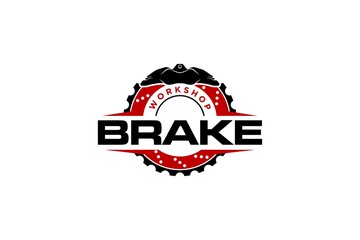 Wall Mural - Brake pads disk brake logo design automotive car performance workshop icon symbol