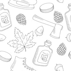 canada seamless pattern background black white sketch illustration vector