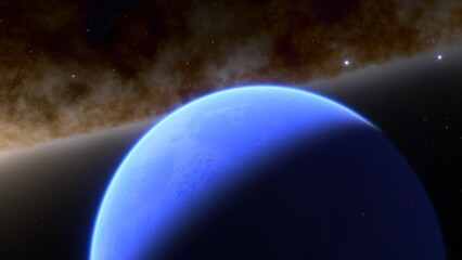 Planets and galaxy, science fiction wallpaper. Beauty of deep space. Billions of galaxy in the universe Cosmic art background 3d render
