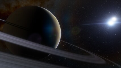 Planets and galaxy, science fiction wallpaper. Beauty of deep space. Billions of galaxy in the universe Cosmic art background 3d render
