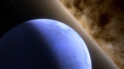 Planets and galaxy, science fiction wallpaper. Beauty of deep space. Billions of galaxy in the universe Cosmic art background 3d render
