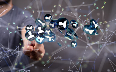 videoconference group of people talking in social network