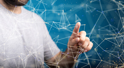 Poster - Global world network and telecommunication on earth cryptocurrency and blockchain and IoT