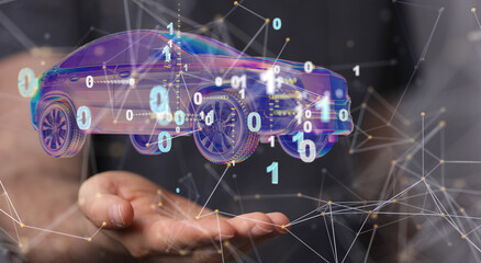 Poster - autonomous driving with a electric car.