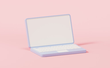 Sticker - Laptop with blank screen, 3d rendering.