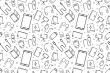 Vector Phone Accessories Pattern. Phone Accessories Seamless Background	
