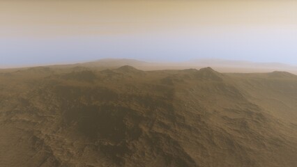 landscape on planet Mars, scenic desert scene on the red planet
