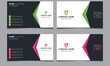 © Mohibus - Simple clean unique horizontal professional abstract minimal company creative corporate elegant business name visiting card design template green and pink color.
