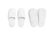 Blank white home slippers mockup, top view, front and back