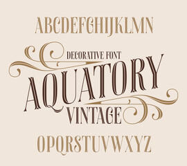 Wall Mural - Decorative vector font set with vintage curly ornate
